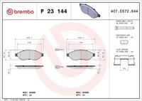 Bremsbelagsatz Scheibenbremse Prime Brembo P 23 144 FüR Fiat CitroËN Peugeot U9