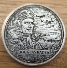 Douglas Bader Battle of Britain Military Pilot Engraved Coin