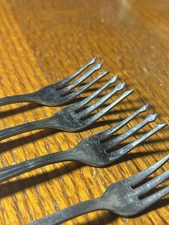 Lot Of 5 Vintage Stainless Steel + Silver Seafood/Cocktail Forks