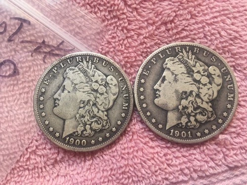 2 x PRE. 1921   MORGAN SILVER DOLLAR COINS.  # 10