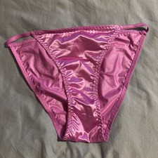 VTG Purple Satin String Bikini Panties Size L