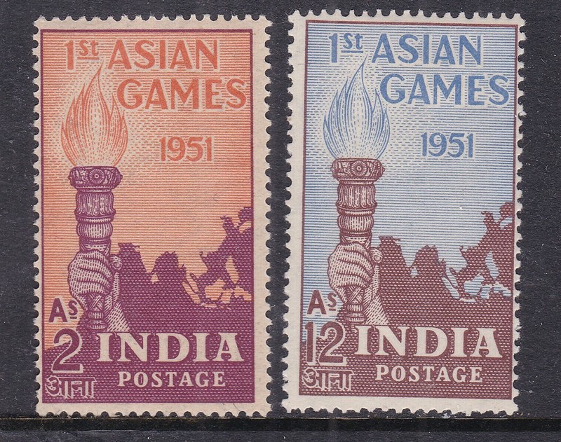 INDIA   ^^^^^1951   sc#233-234 mint LH set ( Asian Games) @dco1657india