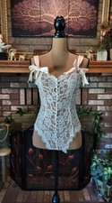 Vintage Victoria's Secret Gold Label Cream Lace Bridal Teddy Lingerie Size S