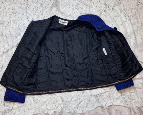 VTG Saks Fifth Avenue Connoisseur Blazer Jacket Tweed Wool? Plaid Blue & Black - Picture 10 of 20