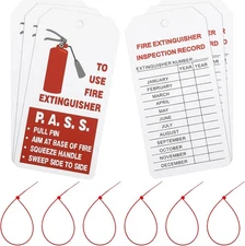Outus 50 Sets Fire Extinguisher Tags with 4.2 x 2.1 inch, Red and White 