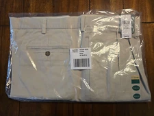 NEW LL BEAN Double L Chino Dress Pants 40x29 Khaki Pleated NWT Classic Fit