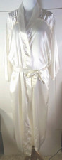 Vintage Val Mode Lingerie Robe Womens Sz M Embroidered White Marks/Pulls READ