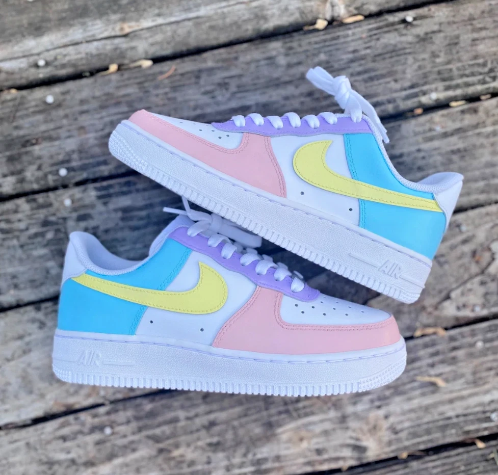 Nike Air Force 1 Custom Low Pastel Shoes Purple Yellow Blue Mint Pink All  Sizes