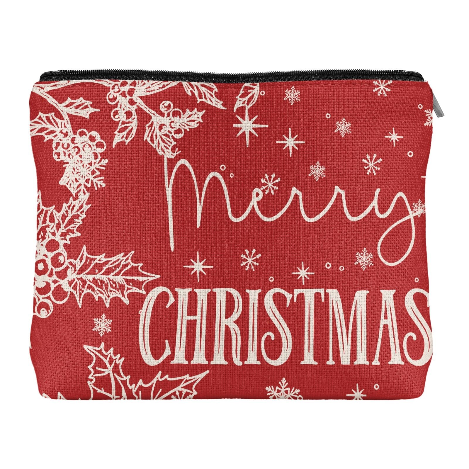 Merry Christmas Makeup Bags Red Christmas Cosmetic Bags for Women Small Makeu...