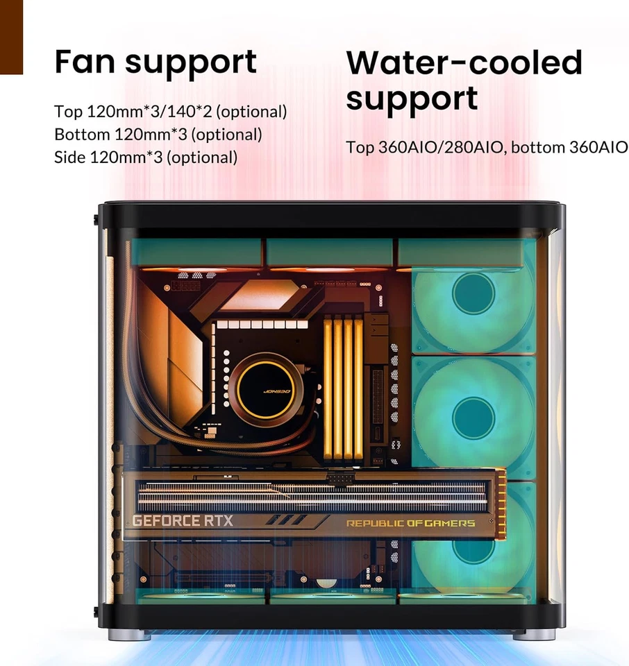 TK-2 Black ATX Mid-Tower Pc Case,Hyperboloid Glass Design, Separated Cabinet Str - Image 3 of 4