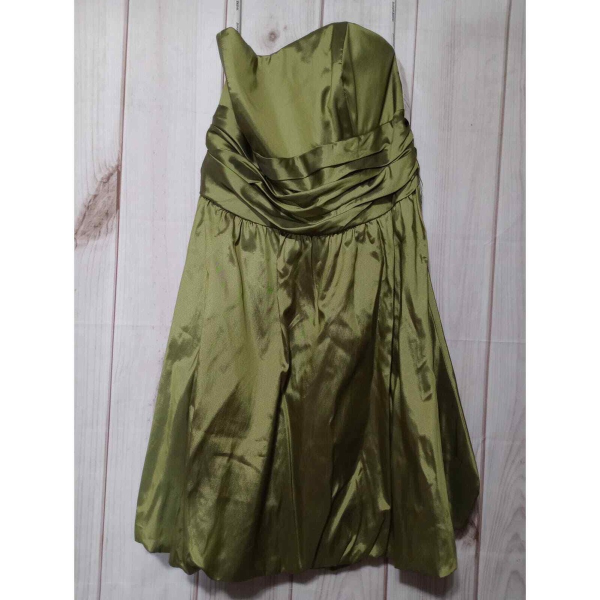 Davids Bridal Strapless Ruched Empire Waist Bubble Hem Dress Olive Green Size 18 | eBay Davids Bridal Strapless Ruched Empire Waist Bubble Hem Dress Olive Green Size 18 | eBay