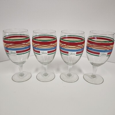 Set of 4 Fiestaware - Libbey Multicolor Stripes Water Goblets Glasses 7"  Fiesta | eBay