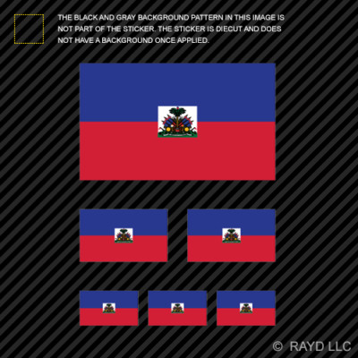 6 pcs Assorted Haitian Flag Sticker Set Die Cut Decal Haiti HTI HT