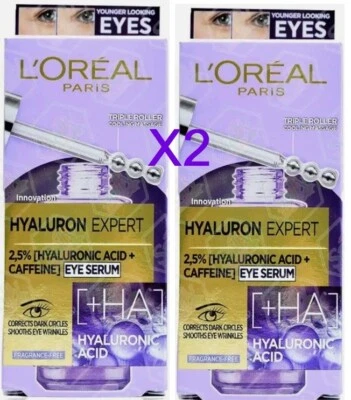 2x L'Oreal Hyaluron Expert 2.5% Hyaluronic Acid Eye Serum 20ml