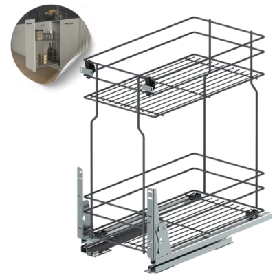 Schrankauszug Anthrazit Bodenschiene Unterschrankauszug Küchenschrank 15- 60cm - Bild 1 von 4