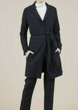 Rrp £539 Annette Gortz 10 Uk (ch 50cm) Black Alma Smocking Long Jacket Belt Coat