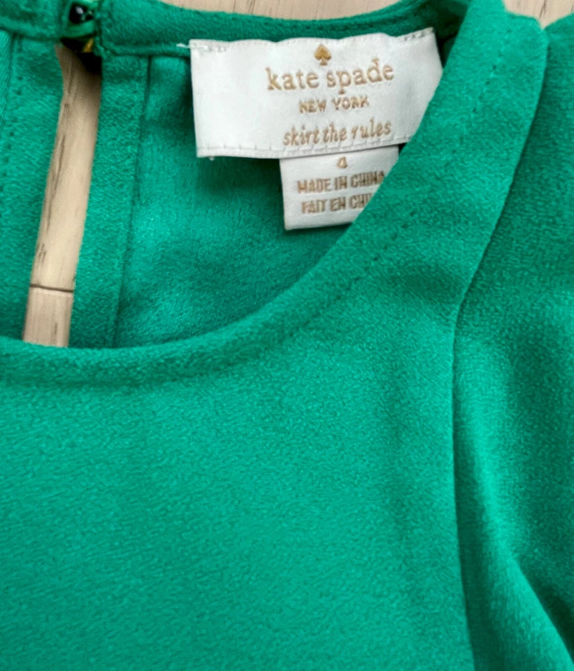 KATE SPADE DRESS Girls HOLIDAY Green Ruffles Size: 4 EUC FREE SHIP - Image 3 of 4