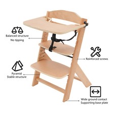 Adjustable Height Wooden High Chair for Babies and Toddlers Baby High Chair NEW