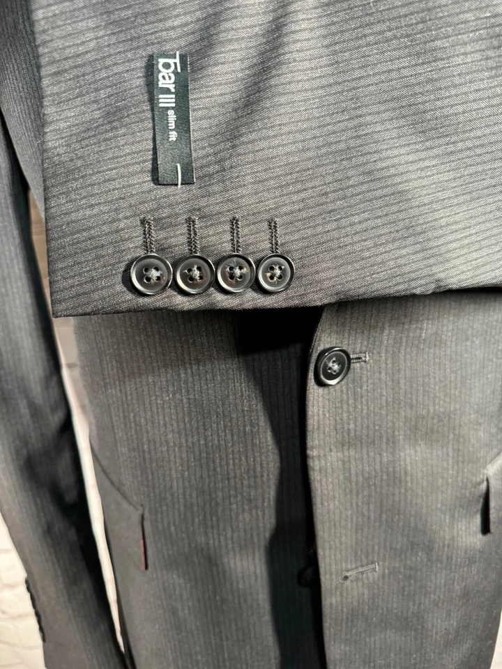 Новый бар III мужской черный шерсти полоски SLIM FIT костюм Sport пальто Blazer куртка 40L - Изображение 3 из 4