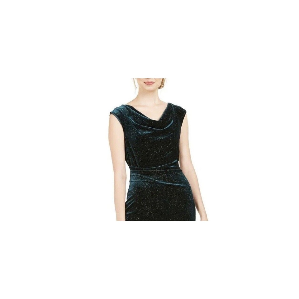 Women's Jessica Howard GlitterVelvet Green Sheath Cocktail Dress Size