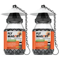 Outdoor Fly Trap [2 Pack] Fly Traps Outdoor with Dissolvable Non-Toxic Bait -...