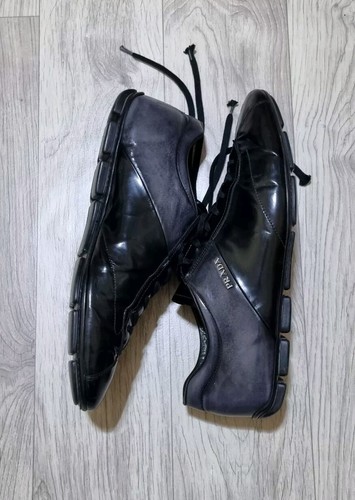 Prada Shoes Men's Calzature Uomo Spazzolato Fume Bleu Nero Prada Milano Size 9 - Picture 5 of 17