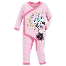 Disney Store Minnie Mouse Stretchie Sleeper Pajama Sleepwear Baby Girl 3-6 Mths
