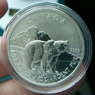 .999 Fine 1oz Silver 2011 Canada Mountain and Bear Round Art  #1879