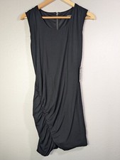 NWT Express Dress Small Black Ruched Draped Sleeveless Zip Up New Y2k 116