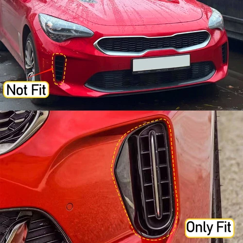 For KIA Stinger 2018-22 Gloss Black Front Bumper Side Vent Spoiler Canard Covers - Picture 2 of 7