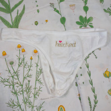 NEW Victoria's Secret HITCHED Bling Bride White Thong Panty XL Wedding Lingerie