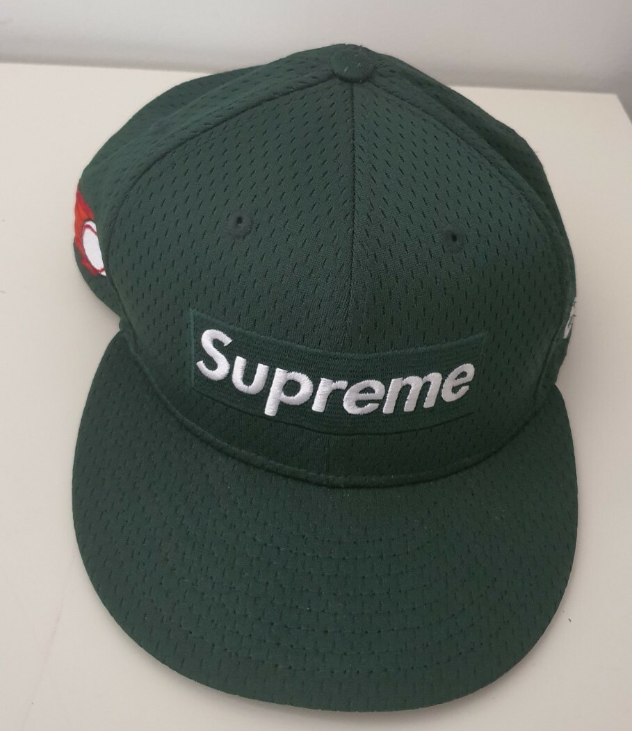 SS18 Supreme Mesh Box Logo New Era Dark green Cap hat size 7