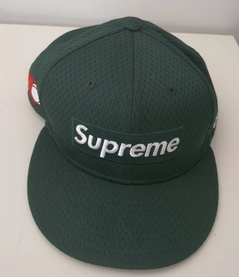 SS18 Supreme Mesh Box Logo New Era Dark green Cap hat size 7 5/8 hat Cap