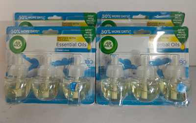 Air Wick Scented Oil Plug In Refills FRESH LINEN Pack of 3x4= 12 Refills NEW