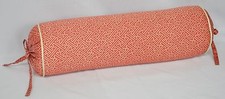 Corded Bolster Pillow made w Ralph Lauren Villa Camelia Fretwork Orange Fabric