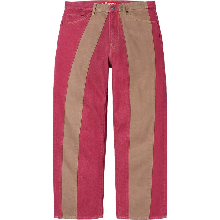 Supreme Paneled Stripe Baggy Jean Red | eBay