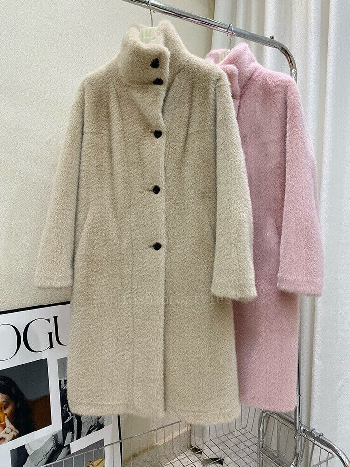 Women Purple Button Solid Mink Hair Coat Winter RH018 main image 0