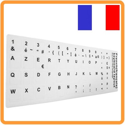 Stickers Autocollants AZERTY Pour Touches De Clavier D'ordinateur Portable - Noir Et Blanc, Universel