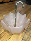 Fenton Pink Frosted Umbrella Glass 1960's Candy Dish
