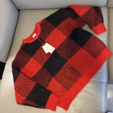 Adult Buffalo Check Pullover Sweater - Woolrich Red/Black L NEW Unisex