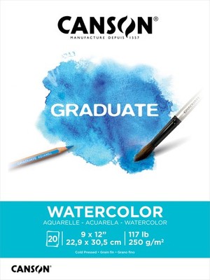 Canson Graduate Series Watercolor Pad 9''X12''-20 Sheets - 3 Pack