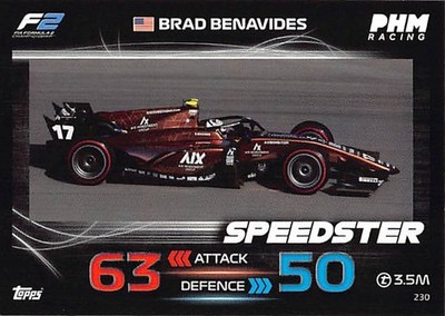 Topps Turbo Attax 23 F2 Base Speedster Brad Benavides #230