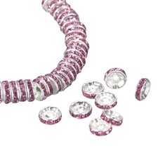 100Pcs 10mm Rondelle Spacer Beads, Silver Plated Purple for DIY Bracelet