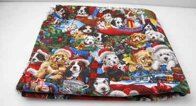2. yd x 40'' Christmas Puppy Dog Cotton Fabric Joys of Christmas Robert Kaufmann