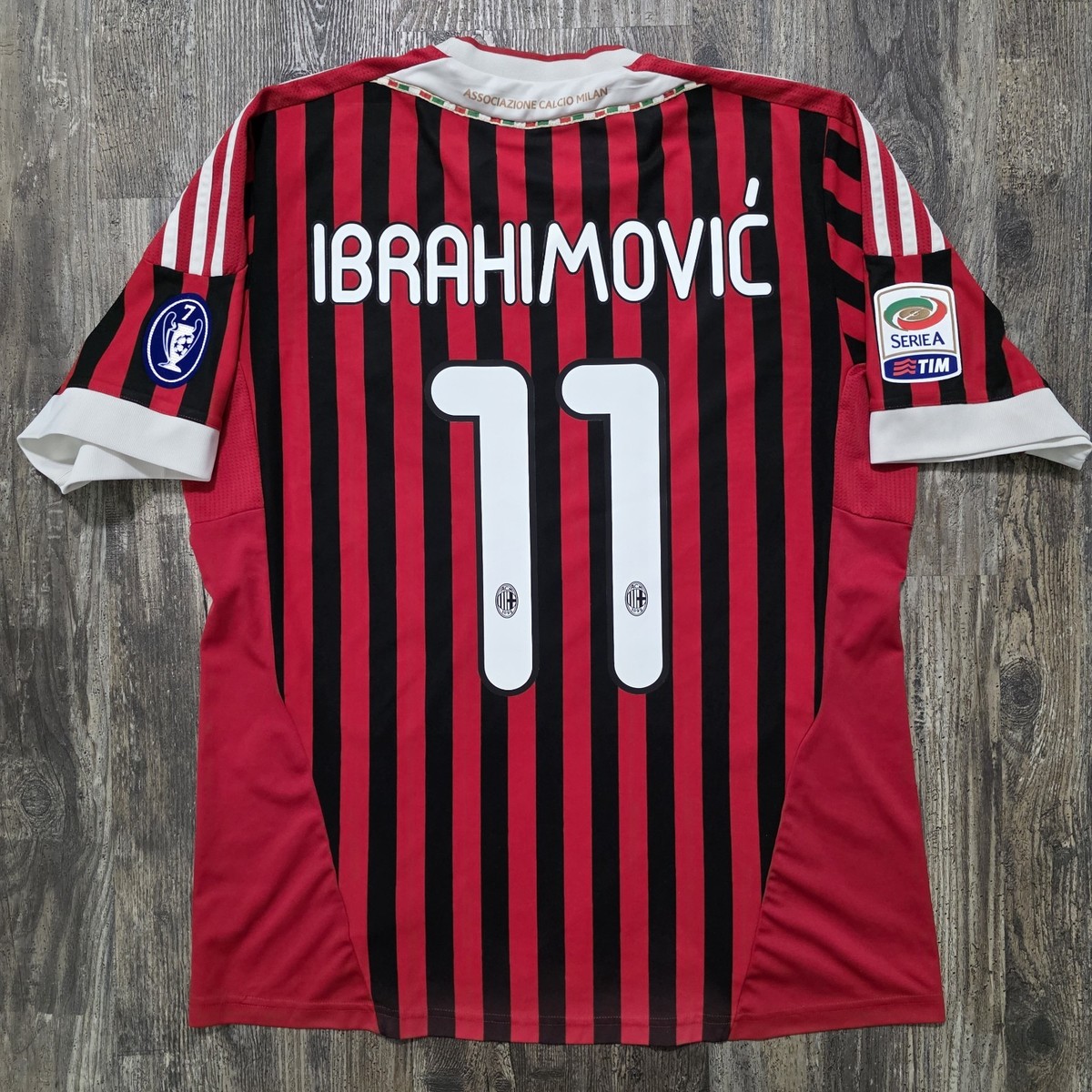 2012 Adidas AC Milan Home Soccer Jersey Zlatan Ibrahimovic Men L
