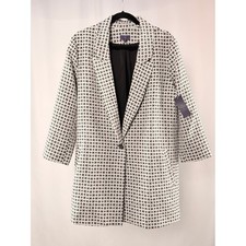 NWT NYDJ One Button Patterned Blazer in White Black Size XL