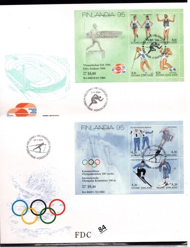 + FINLAND - 2 FDC - SPORTS - OLYMPICS - 1995