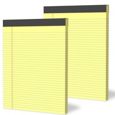 2 Pack 8.5 x 11 Inch Yellow Legal Pads, College Ruled yellow narrow-ruled