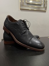 Men's Black Leather Oxford Dress Shoes Cap Toe Lace Up Round Toe Solid Pattern