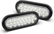 6 Inch Oval White LED Trailer Tail Lights 24 LED Reverse Backup Lights 2PC